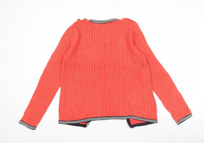 Next Women Orange Cable Knit V-Neck Cardigan Size 10