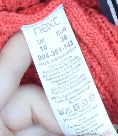 Next Women Orange Cable Knit V-Neck Cardigan Size 10