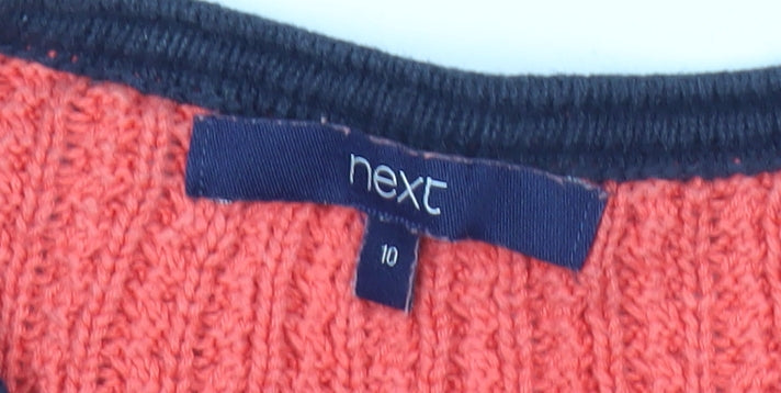Next Women Orange Cable Knit V-Neck Cardigan Size 10