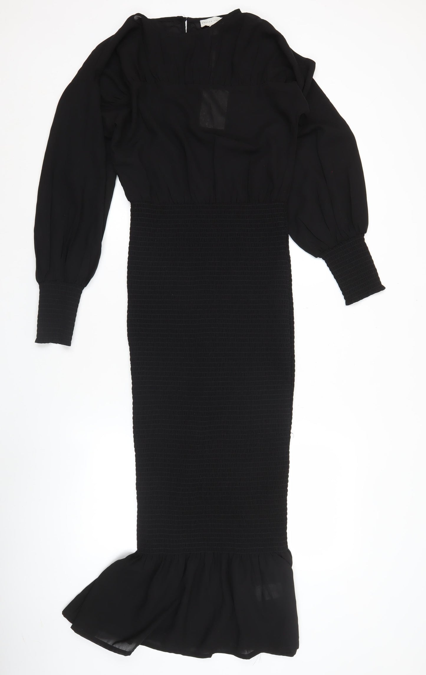 Pretty Lavish Women Black Size 8 Puff Sleeve Midi Bodycon Dress