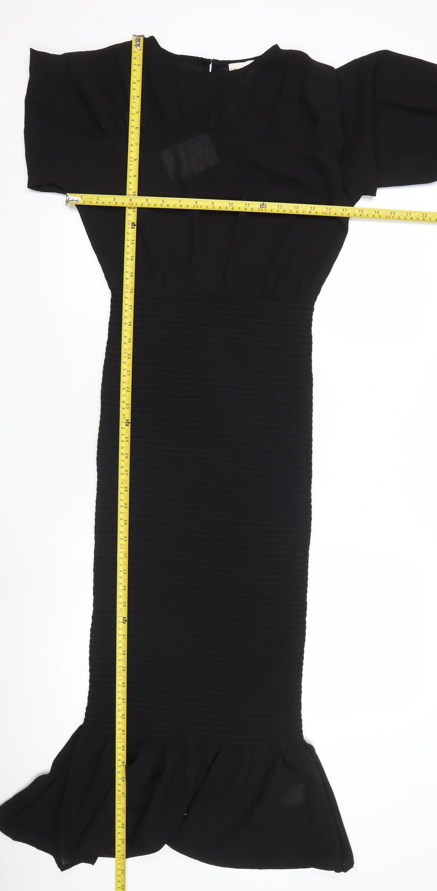 Pretty Lavish Women Black Size 8 Puff Sleeve Midi Bodycon Dress