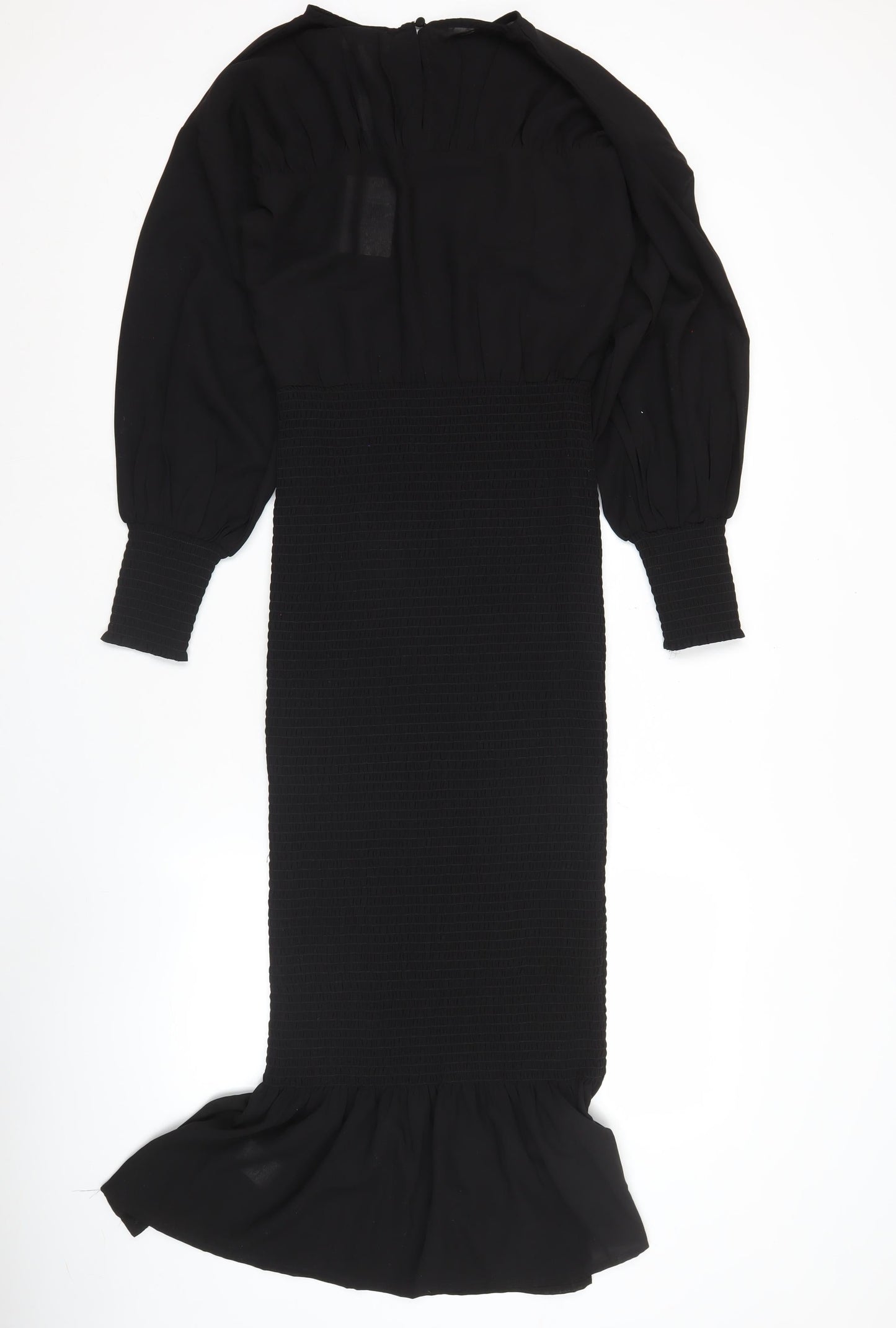 Pretty Lavish Women Black Size 8 Puff Sleeve Midi Bodycon Dress