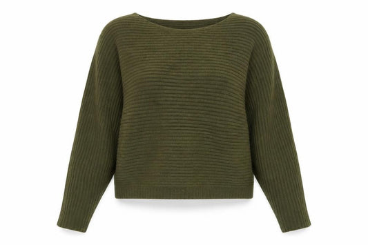 New Look Women’s Green Ribbed Knit Pullover Jumper Size L
