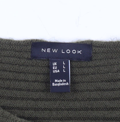 New Look Women’s Green Ribbed Knit Pullover Jumper Size L