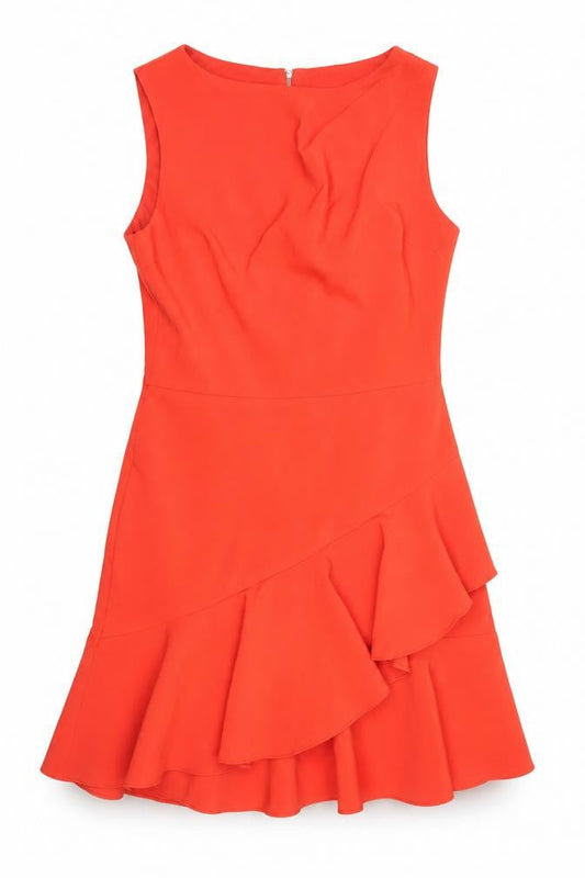 Debut Women's Red Size 14 Sleeveless Bodycon Asymmetric Ruffle Dress