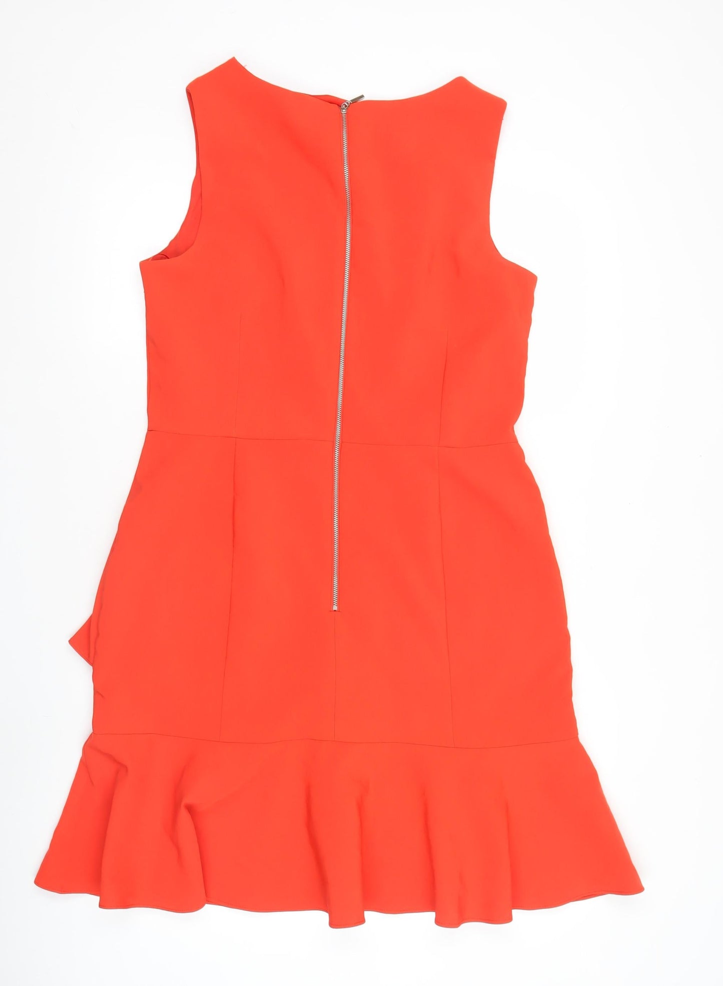 Debut Women's Red Size 14 Sleeveless Bodycon Asymmetric Ruffle Dress