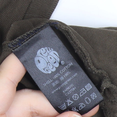 Pretty Green Men's Brown 2XL Cotton Short Sleeve Polo Shirt