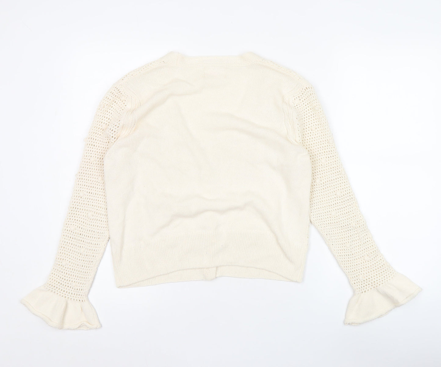Savida Women’s Beige Open Knit V-Neck Cardigan Size 12