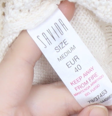 Savida Women’s Beige Open Knit V-Neck Cardigan Size 12
