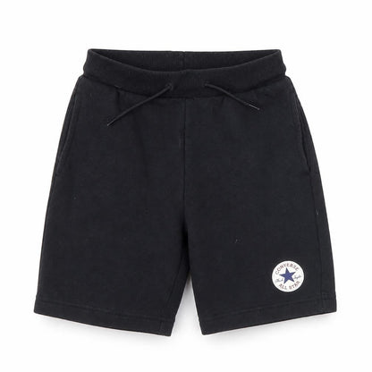Front view of Converse boys’ black athletic shorts s 8-10 years drawstring cotton blend