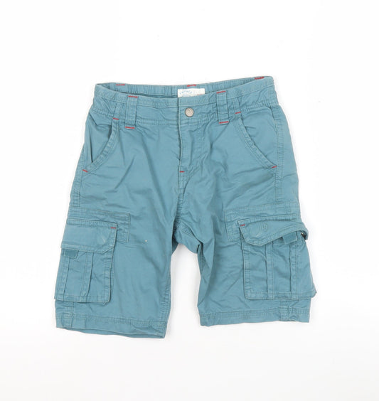 FatFace Boys Blue Cargo Shorts 7-8 Years Cotton Twill Summer Casual