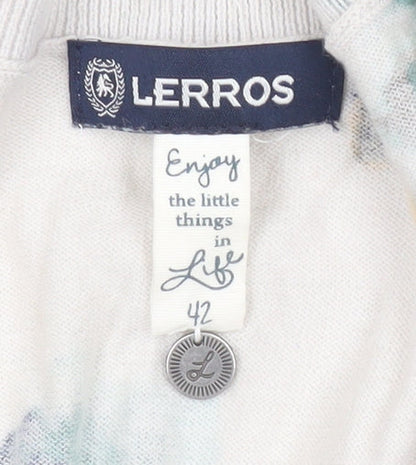 Lerros Women’s Beige Floral Sequin V-Neck Cotton Jumper Size 14