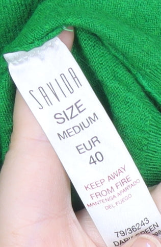 Savida Women's Green Crew Neck Button Detail Jumper Size 12