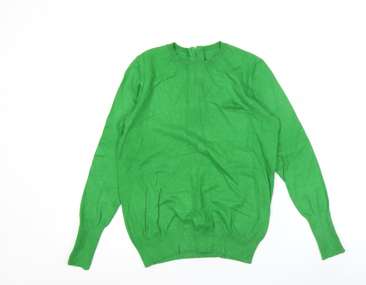 Savida Women's Green Crew Neck Button Detail Jumper Size 12