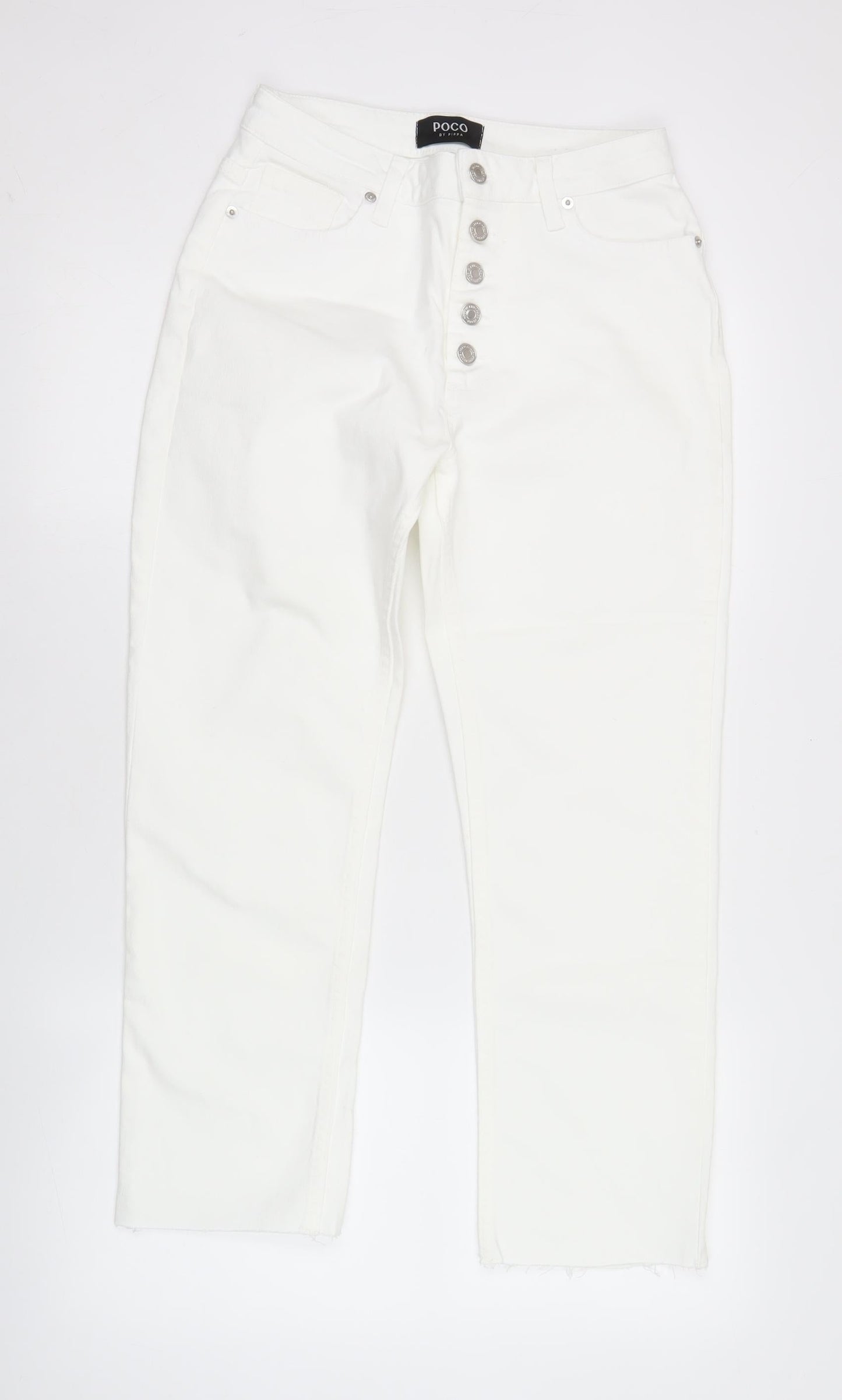 POCO by Pippa Womens White 10S Cropped Straight Leg Jeans