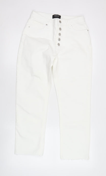 POCO by Pippa Womens White 10S Cropped Straight Leg Jeans