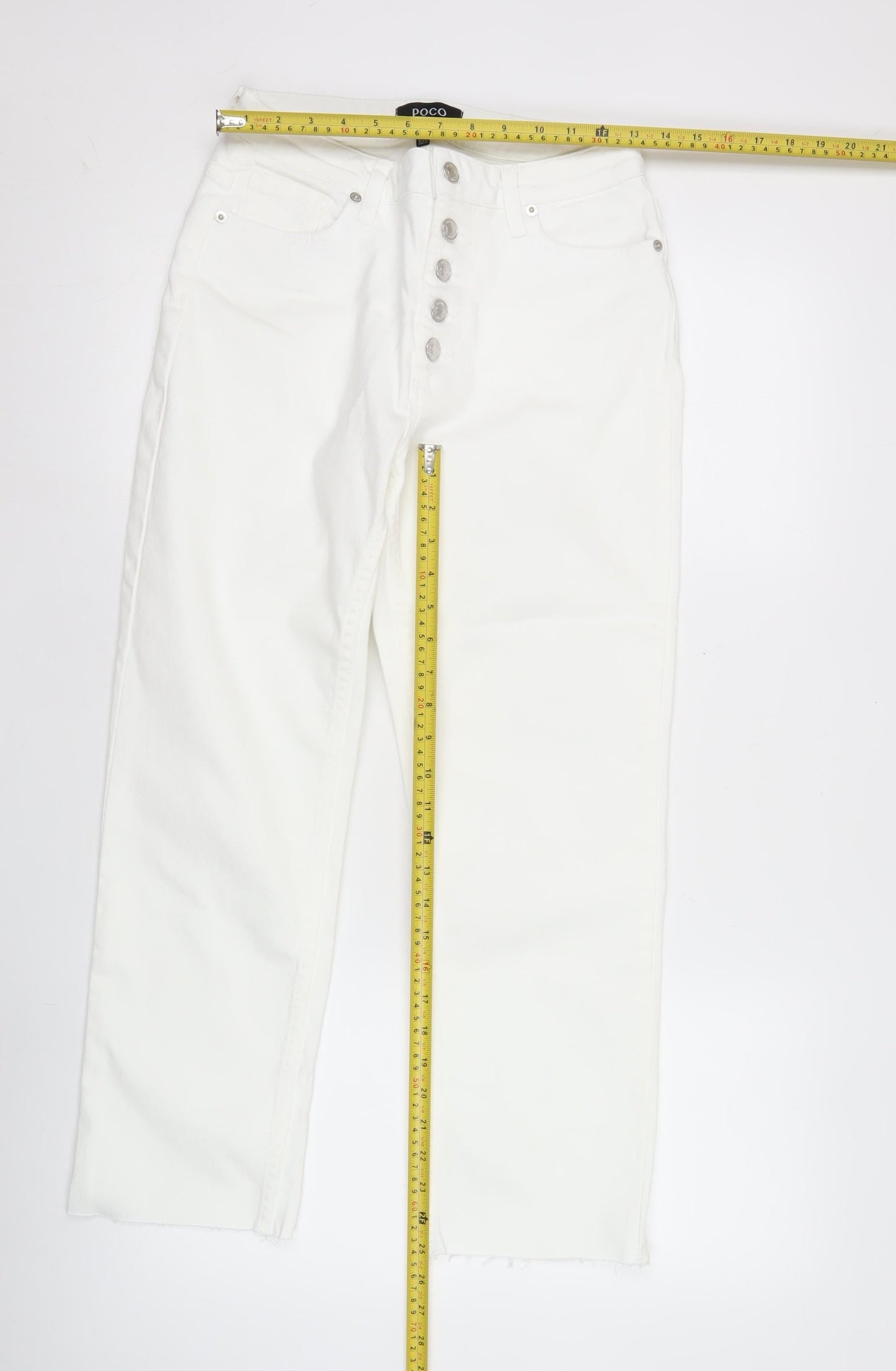 POCO by Pippa Womens White 10S Cropped Straight Leg Jeans