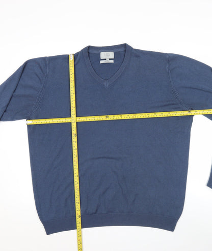Marks and Spencer Men’s Blue 2XL V-Neck Acrylic Jumper Regular Fit