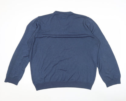 Marks and Spencer Men’s Blue 2XL V-Neck Acrylic Jumper Regular Fit
