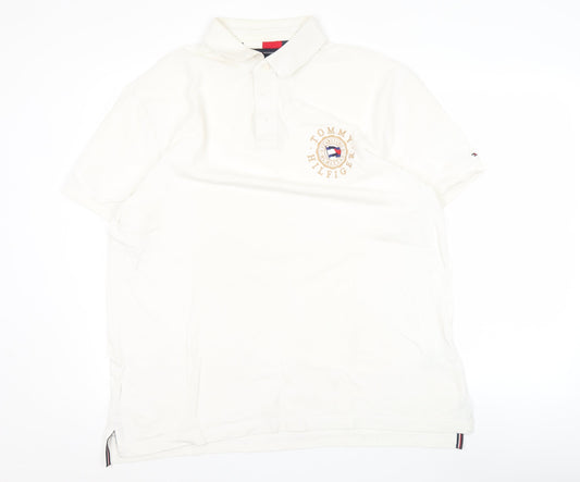 Tommy Hilfiger Men's White Regular Fit Polo Shirt XL Cotton