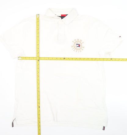 Tommy Hilfiger Men's White Regular Fit Polo Shirt XL Cotton