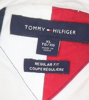 Tommy Hilfiger Men's White Regular Fit Polo Shirt XL Cotton