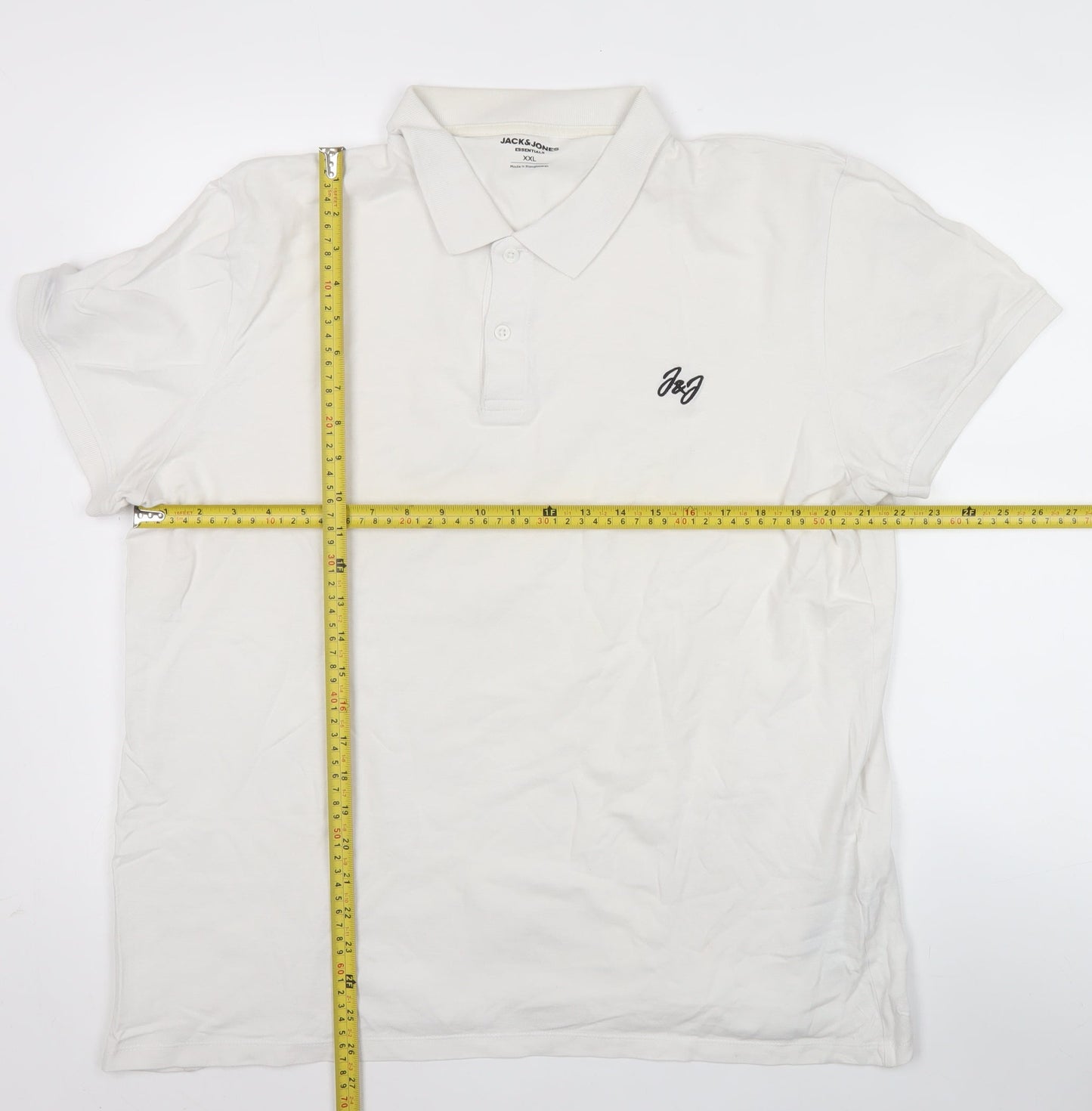 Jack & Jones Men’s White 2XL Short Sleeve Cotton Polo Shirt