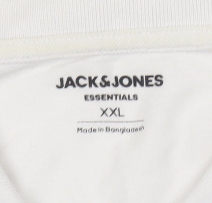 Jack & Jones Men’s White 2XL Short Sleeve Cotton Polo Shirt