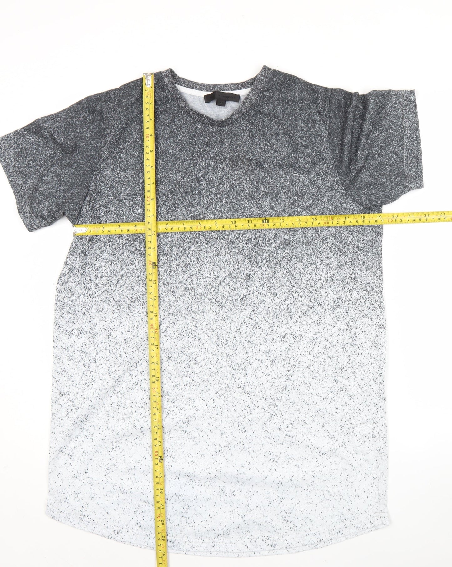 Maison Cingara Men's Grey Ombre Crew Neck Short Sleeve T-Shirt M