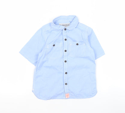 Next Boys Blue Button-Up Short Sleeve Cotton Shirt 2-3 Years