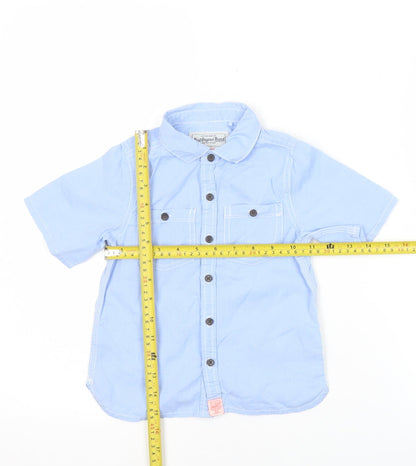 Next Boys Blue Button-Up Short Sleeve Cotton Shirt 2-3 Years