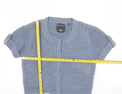 Marc O'Polo Women Blue Short Sleeve Knit Cardigan Size M Cotton Blend
