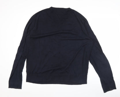 Tommy Hilfiger Men’s Blue 2XL V-Neck Cotton Silk Jumper