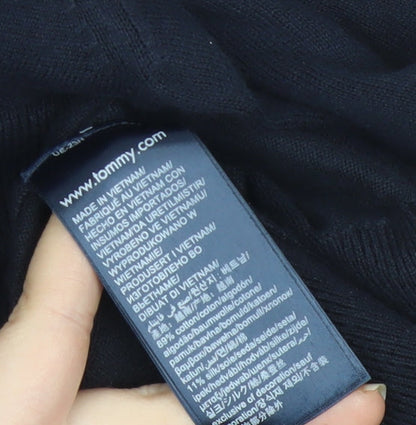 Tommy Hilfiger Men’s Blue 2XL V-Neck Cotton Silk Jumper