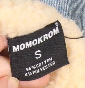 Momokrom Men Blue Denim Long Sherpa Coat Jacket Size S