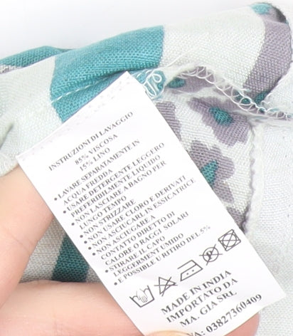 Marila Women Blue Floral Striped Shift Dress XL Summer Casual