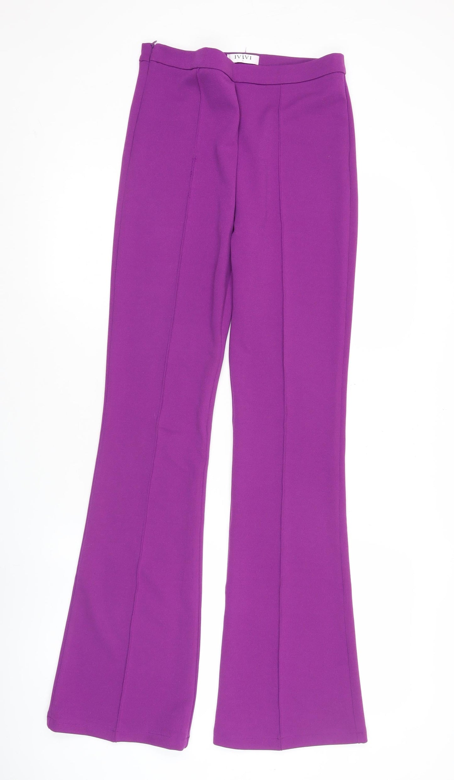 IVIVI Women’s Purple Flared Dress Pants Size S Polyester Blend