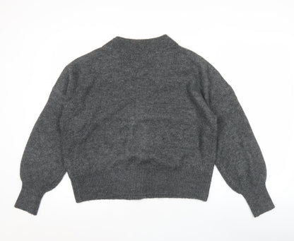 Vero Moda Women Grey V-Neck Button Knit Cardigan Jumper M