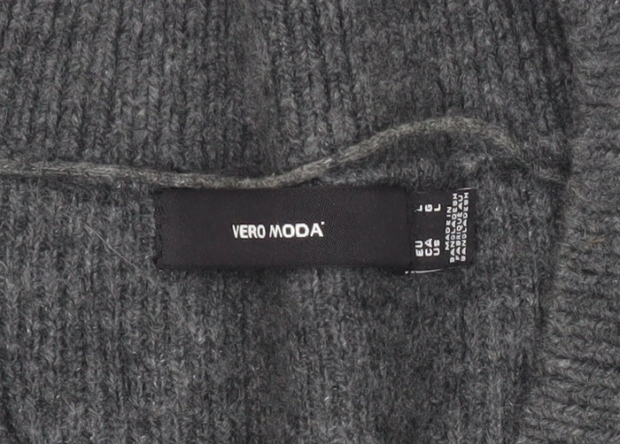 Vero Moda Women Grey V-Neck Button Knit Cardigan Jumper M