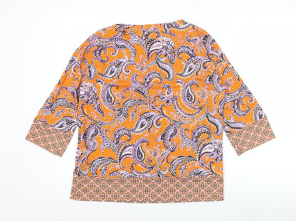 Street One Women’s Orange Paisley Tunic Top Size 10 3/4 Sleeve