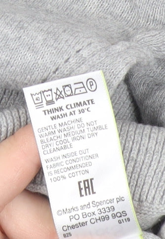 Marks and Spencer Womens Grey Star V-Neck Cotton Jumper Size L