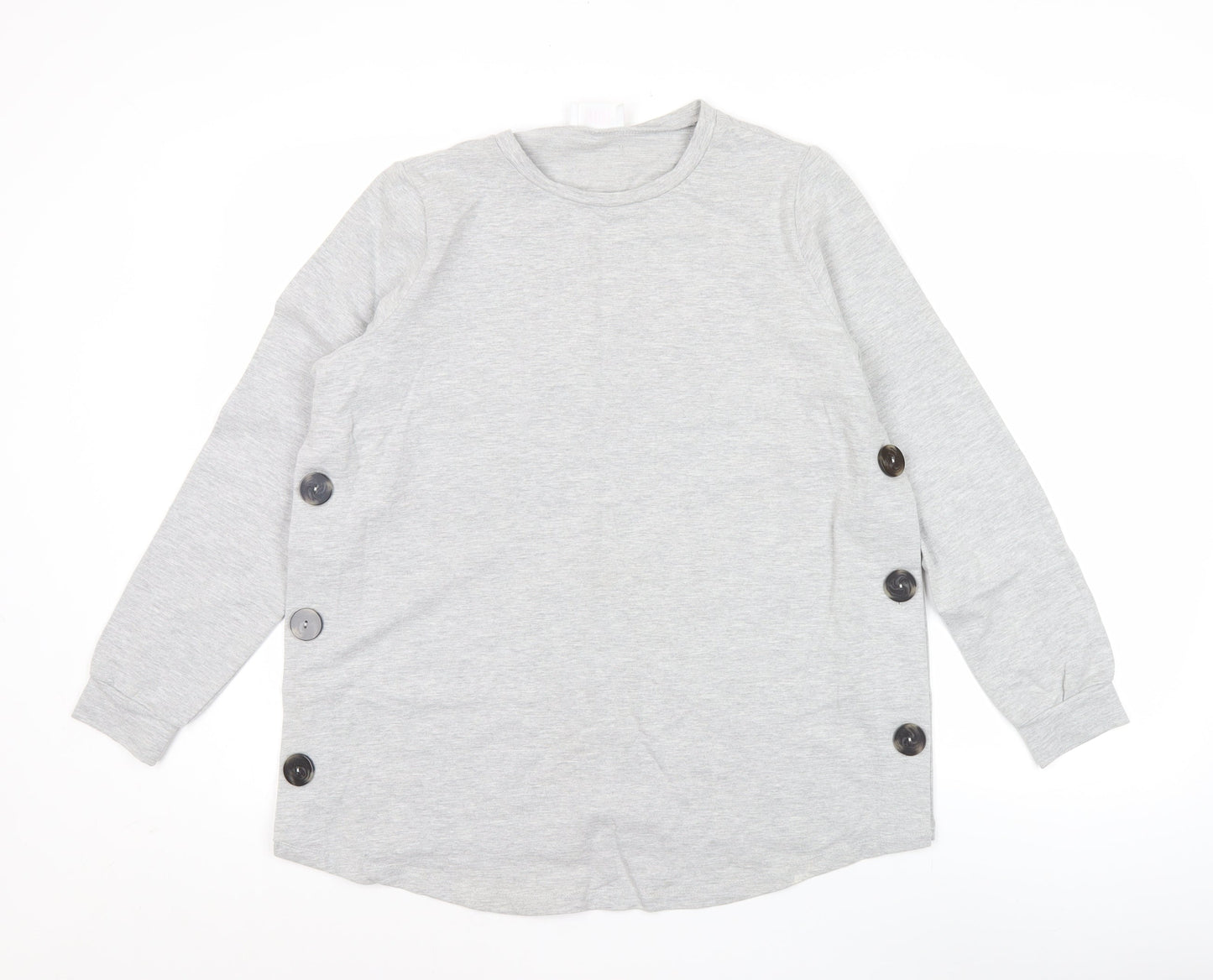 Savida Women Grey Button Detail Pullover Sweatshirt Small UK 10