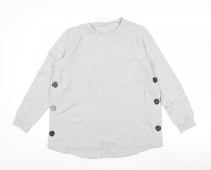 Savida Women Grey Button Detail Pullover Sweatshirt Small UK 10