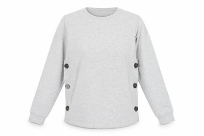 Savida Women Grey Button Detail Pullover Sweatshirt Small UK 10
