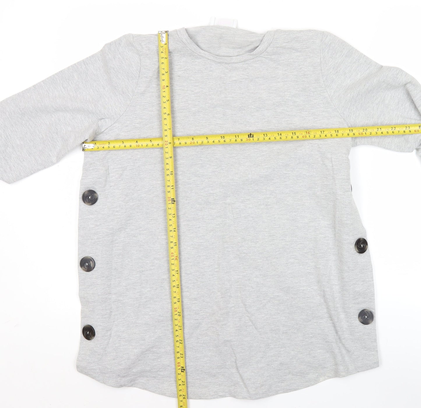 Savida Women Grey Button Detail Pullover Sweatshirt Small UK 10