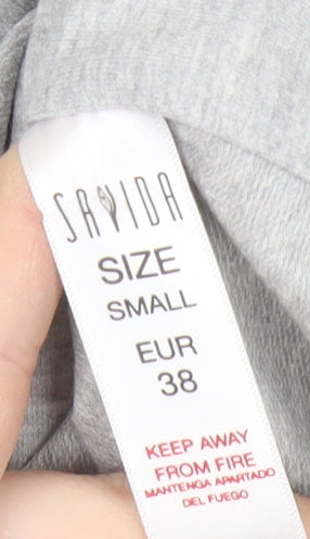 Savida Women Grey Button Detail Pullover Sweatshirt Small UK 10