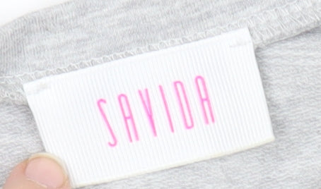 Savida Women Grey Button Detail Pullover Sweatshirt Small UK 10
