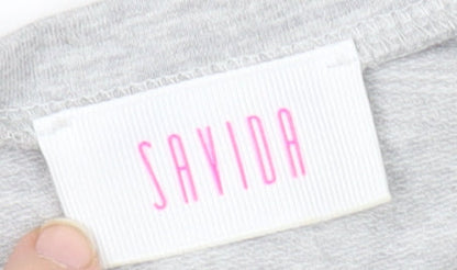 Savida Women Grey Button Detail Pullover Sweatshirt Small UK 10