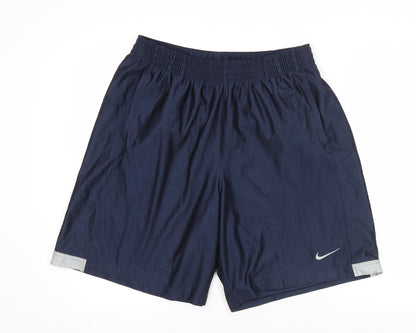 Nike Men's Navy Blue L Athletic Mesh Activewear Shorts