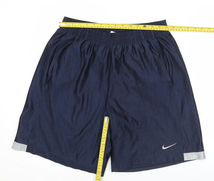 Nike Men's Navy Blue L Athletic Mesh Activewear Shorts